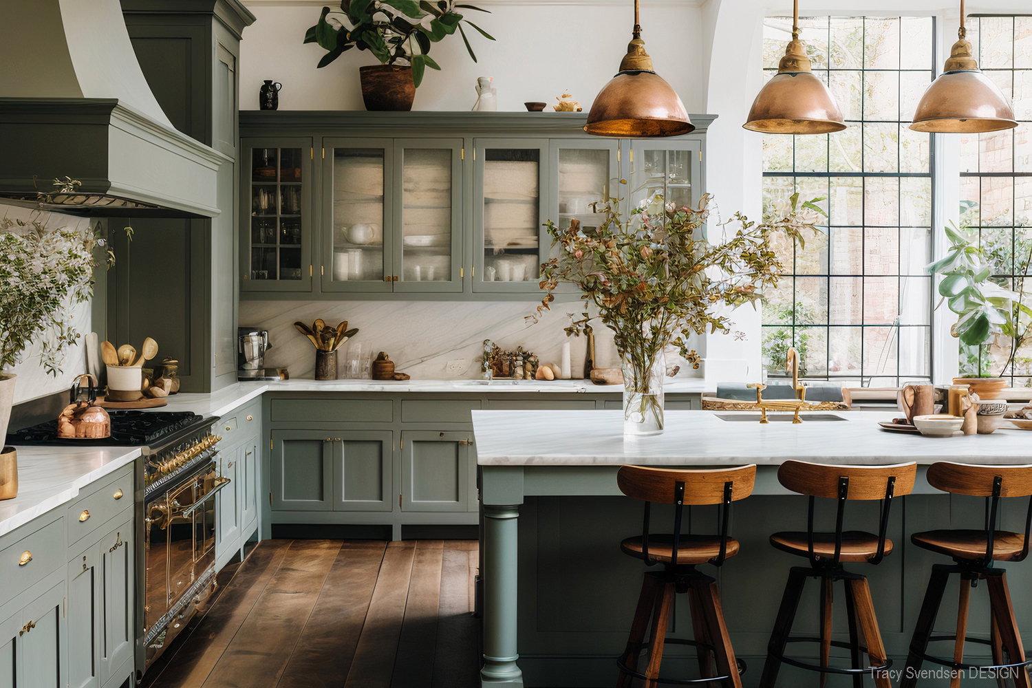 Pewter Green Kitchen Cabinets